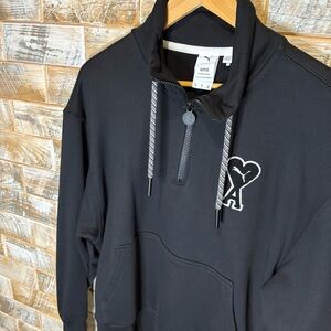 Puma AMI Black Half-Zip Sweatshirt with Heart Logo